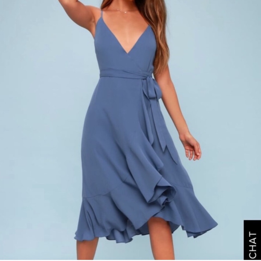 Blue wrap dress